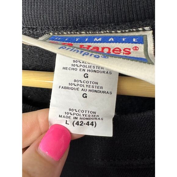 Black Smiley Face Embroidered Crewneck Long Sleeve Sweatshirt Size Large - Picture 6 of 6